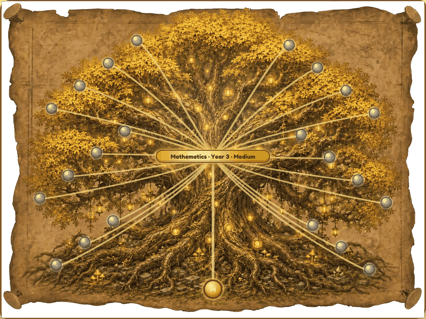 A Kokka skill tree, each dot a curriculum skill for that year and level